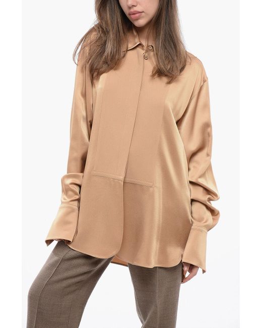 Jil Sander Natural Asymmetric Over Shirt With Hidden Placket