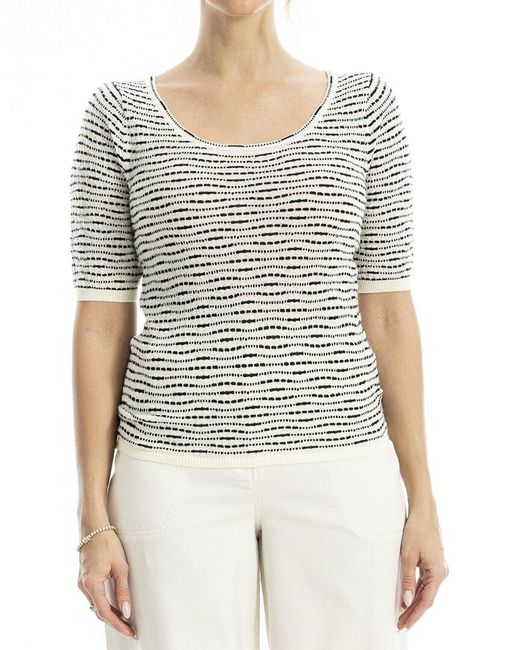 Max Studio White Textured Top