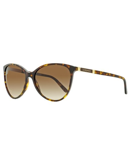 Versace Black Cat Eye Sunglasses Ve4260 108/13 Amber Havana 58mm