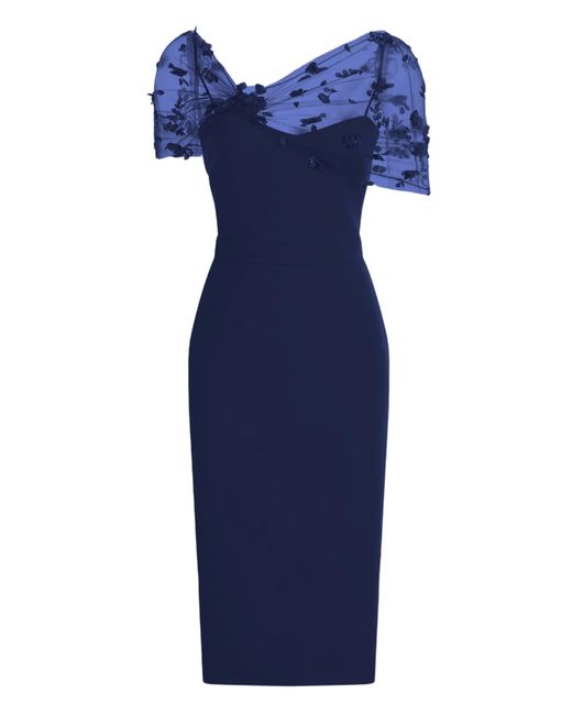THEIA Blue Gia Beaded Shawl Dress