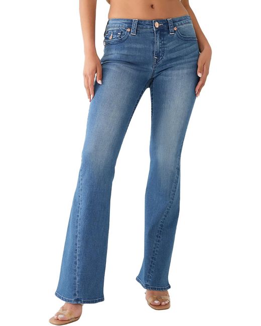 True Religion Blue Joey Mid-rise Medium Wash Flare Jeans
