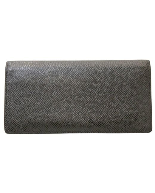 Louis Vuitton Brazza Leather Wallet (pre-owned) in Gray for Men