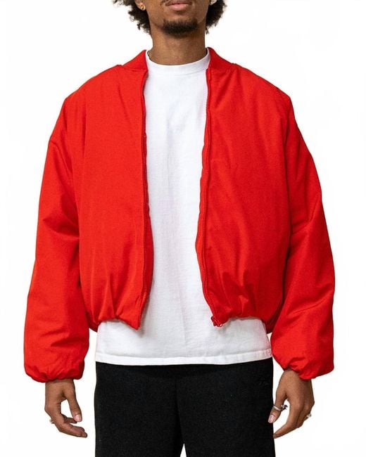 Eptm Red Cropped Bubble Bomber Jacket for men