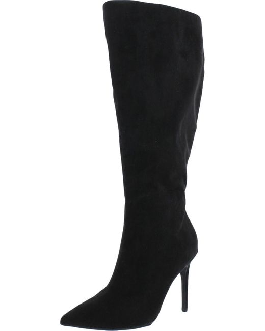 INC Black Rajel Faux Suede Wide Calf Knee-high Boots