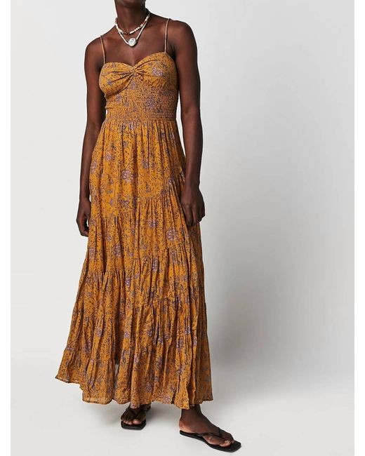 Free People Brown Sundrenched Printed Maxi Dress