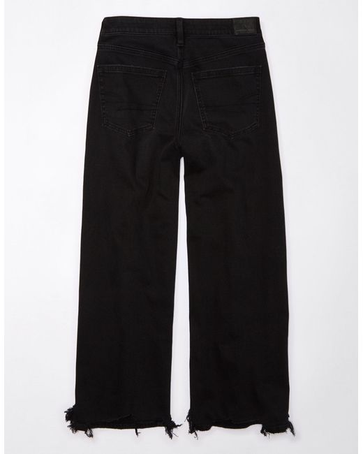 American Eagle Outfitters Black Ae Strigid Super High-waisted baggy Wide-leg Ankle Jean