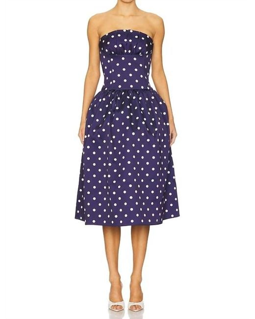Self-Portrait Purple Polka Dot Satin Midi Dress