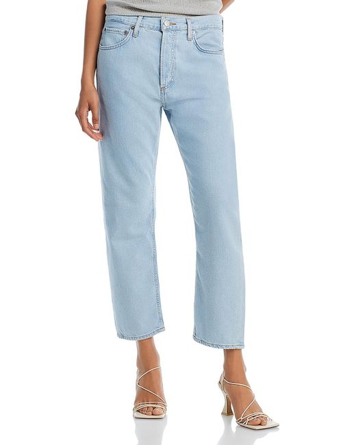 Agolde Blue High Rise Light Wash Cropped Jeans