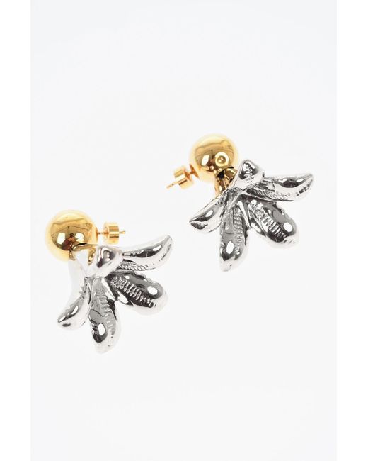 Marni White Flower-Shaped Brass Earrings
