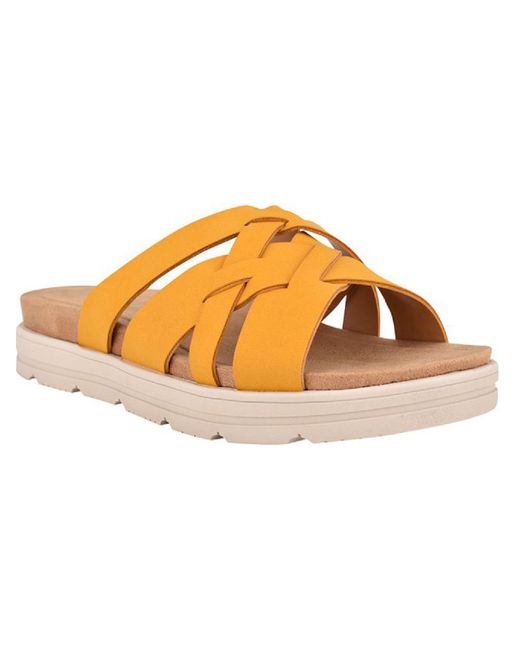 Easy Spirit Orange Star Strappy Open Toe Flat Sandals