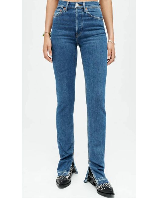 Re/done Blue 70s High Rise Skinny Jeans