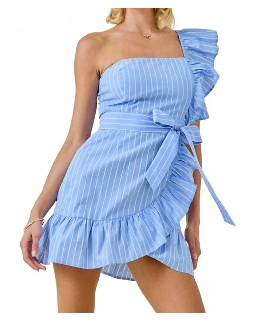 Day + Moon Women's Blue Call It Truth Striped Ruffle Mini Dress -  www.ohana-automobiles.fr