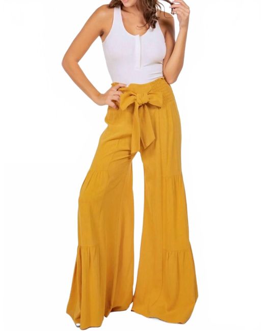 Wisteria Lane Orange Macie Wide Leg Mustard Palazzo Bow Pants