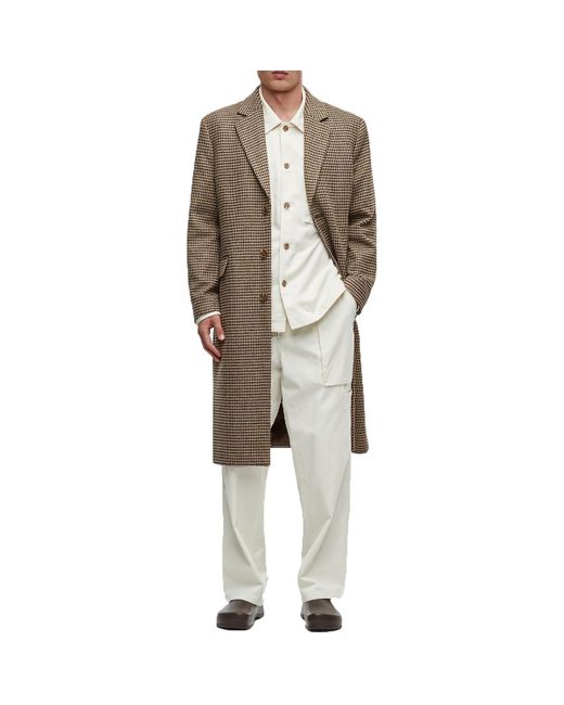 Mode Of One Natural Houndstooth Polyester Overcoat for men