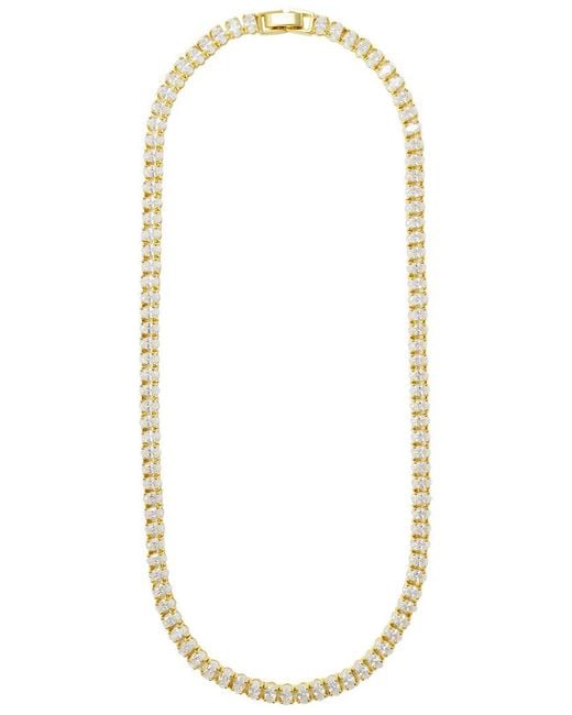 Cloverpost White Heel 14k Plated Cz Tennis Necklace