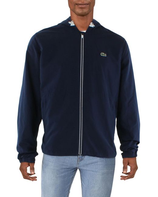 Lacoste Blue Hooded Cold Weather Soft Shell Jacket for men