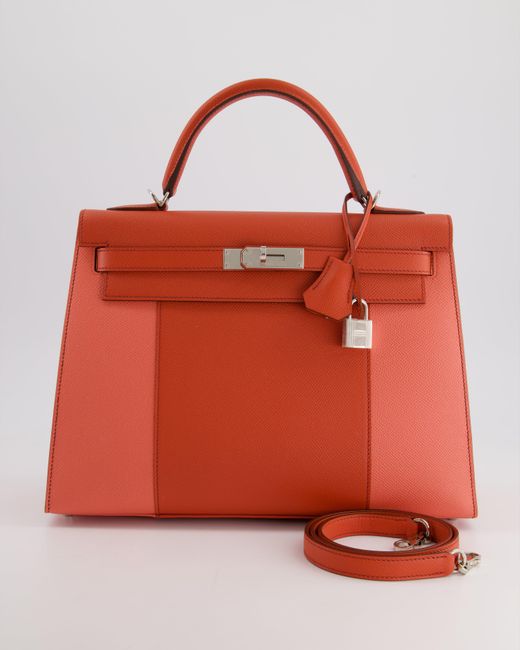 Hermès Red Kelly 32cm Bag Sellier Flag