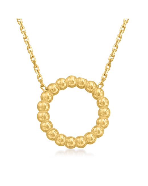 Ross-Simons Metallic Italian 14kt Yellow Gold Beaded Openwork Circle Necklace