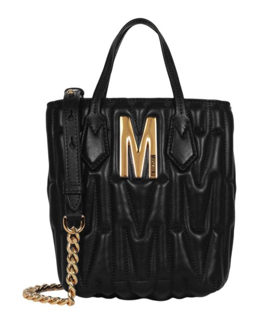 Moschino Black Quilted Monogram Shoulder Bag