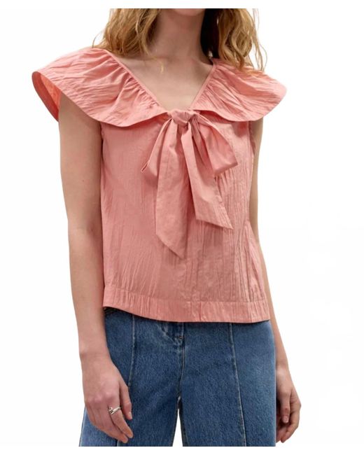Rebecca Taylor Red Marietta Crinkle Top