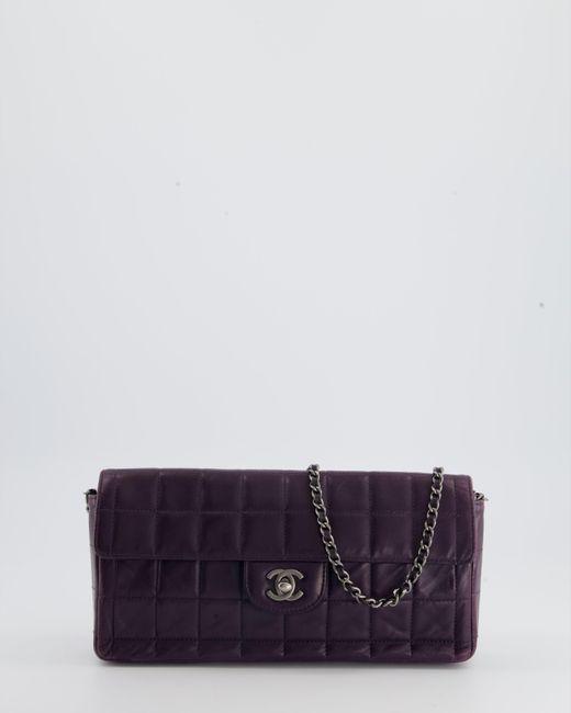 Chanel Purple Vintage Dark Quilted Chocolate Bar Flap Bag