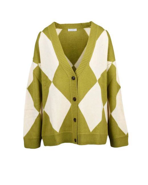 Ballantyne Green Wool Button Cardigan