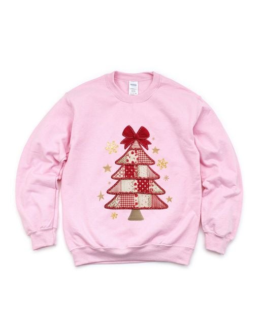 Simply Sage Market Pink Christmas Tree Patchwork Print