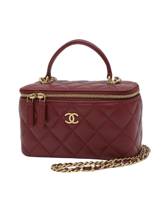 Chanel Red Vanity Leather Clutch Bag (pre-owned)