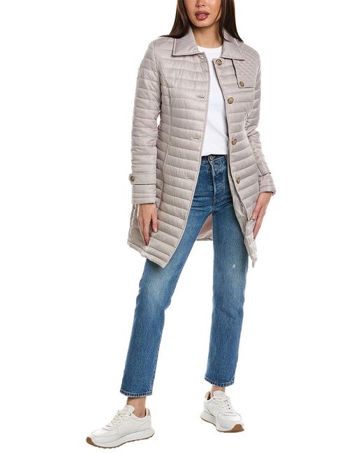 Via Spiga Blue Quilted Trench Coat