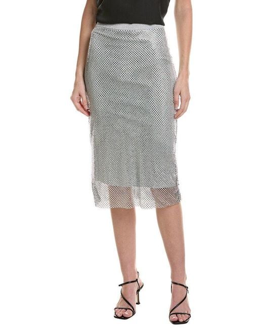 Ba&sh Gray Meshy Mid-Length Skirt