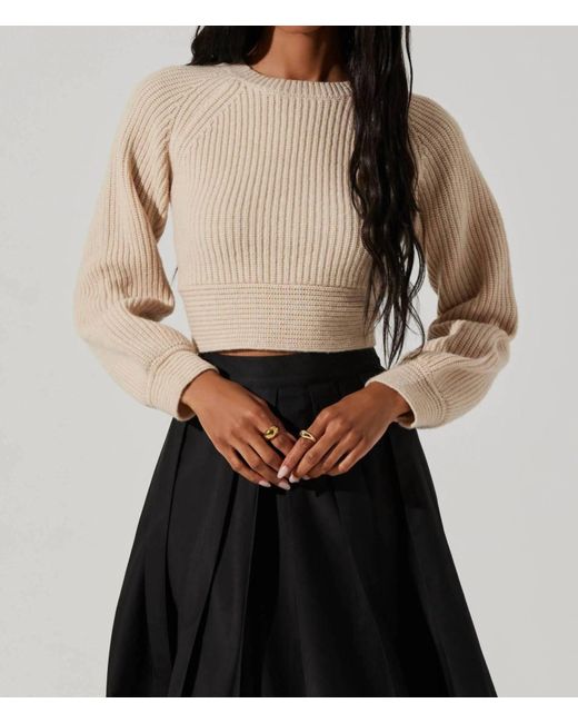 Astr Black Eila Bow Back Wool Blend Crop Sweater