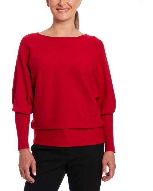 Joseph A Red Solid Pullover Sweater