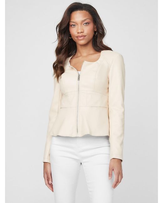 Guess Factory Gloris Faux-leather Jacket in White | Lyst