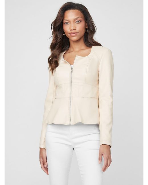 Guess white cheap leather jacket