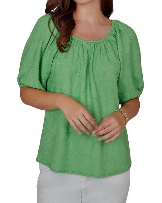 Ruby Rd Green Textured Floral Top