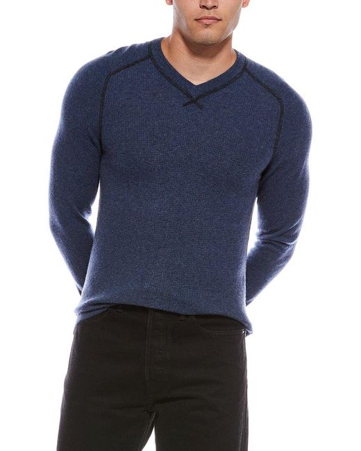 Autumn Cashmere Blue Cashmere Thermal Crewneck Sweater for men