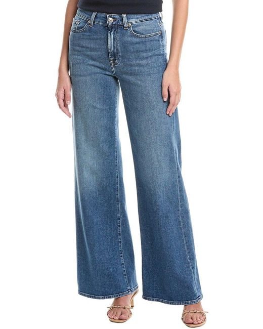 7 For All Mankind Blue Lotta Agadir Wide Leg Jean