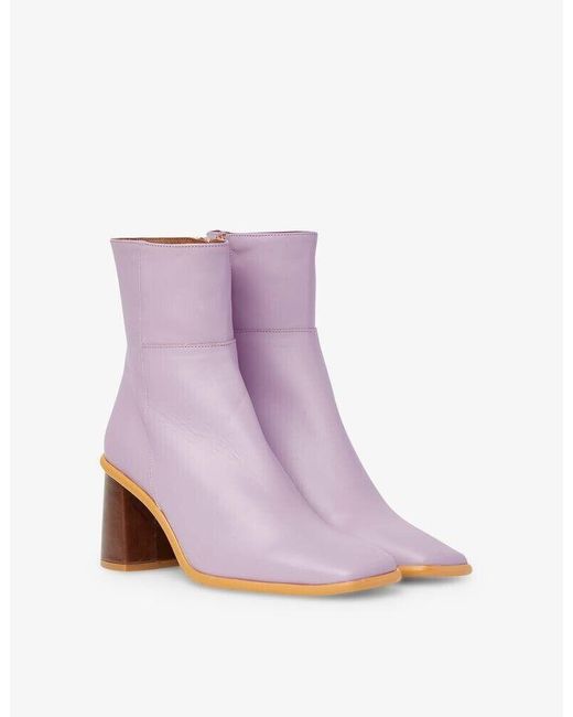 Alohas Purple West Vintage Btwcp1-99 Boots 5 Leather Ankle Bootie Khd454