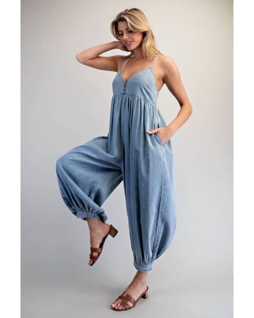 Eesome Blue Denim Bubble Romper