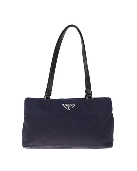 Prada Blue Tessuto Synthetic Shoulder Bag (pre-owned)