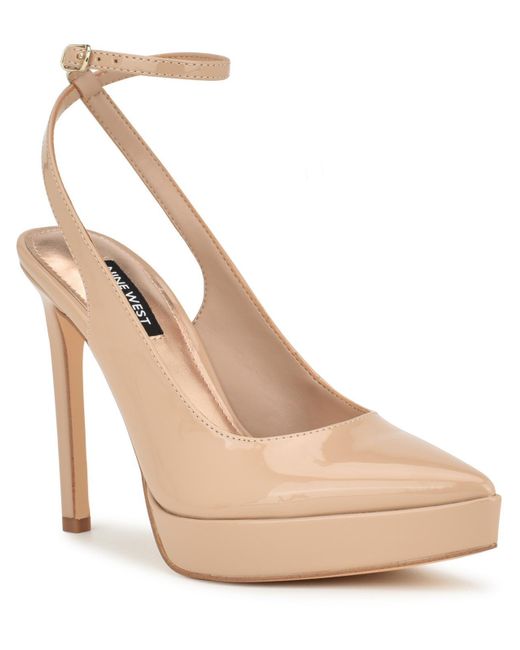 Nine West Natural Do This 3 Patent Pointed Toe Ankle Strap