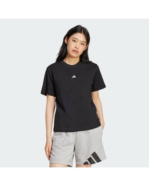 Adidas Purple Essentials Small Logo Cotton Tee
