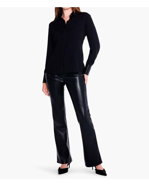 NIC+ZOE Blue Faux Leather Bootcut Pant