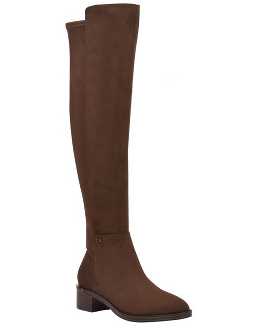 Calvin Klein Brown Deedee Faux Suede Tall Over-the-knee Boots