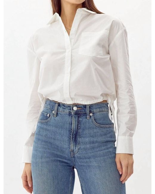 Greylin White Eslee Poplin Drawstring Top