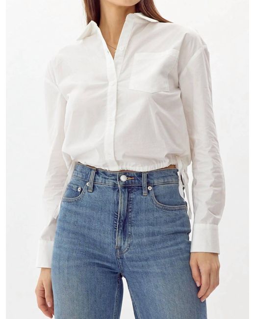 Greylin White Eslee Poplin Drawstring Top