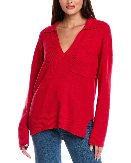 Splendid Red Kristen Wool & Silk-Blend Polo Sweater