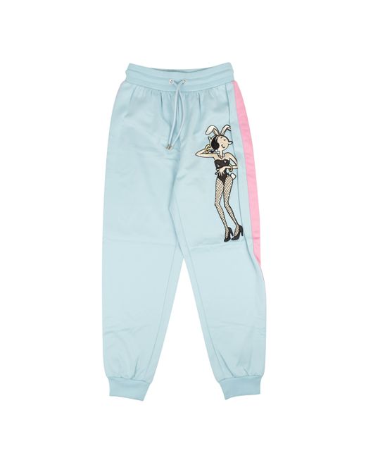 Moschino Couture Blue Nwt Light Side Stripe Bunny Patch Pants
