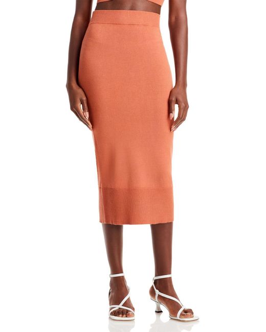 Aqua Knit Long Pencil Skirt in Orange | Lyst