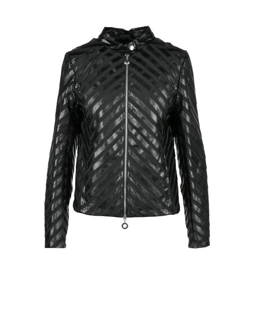 CafeNoir Black Biker Polyester Leather Jacket